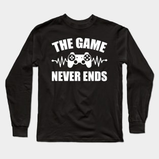 game never ends heartbeat controller gamer quote gaming Long Sleeve T-Shirt